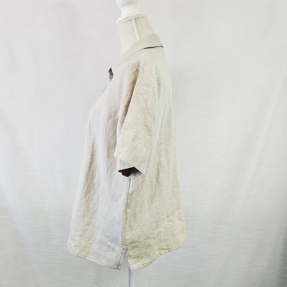 Eileen Fisher Short-Sleeve Linen Blend Button Down Shirt size Medium - Picture 5 of 8